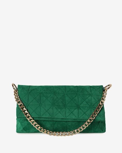 Buy GREEN QUILTED PU CHAIN-STRAP PURSE for Women Online in India