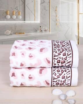 rangoli Pack of 2 Leopard Pattern Hand Towels-picture-34
