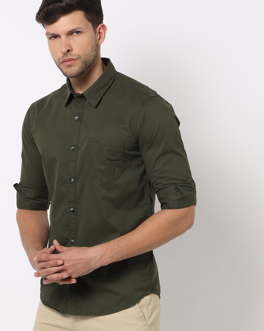 olive green shirt