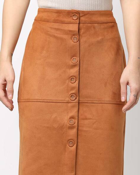 Button down brown skirt hotsell