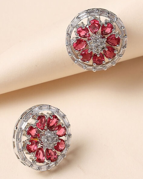 Red diamond clearance earring studs