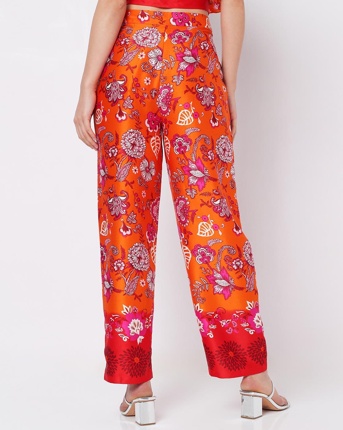 Unique Vintage Orange Windowpane High Waist Ginger Pants | Orange