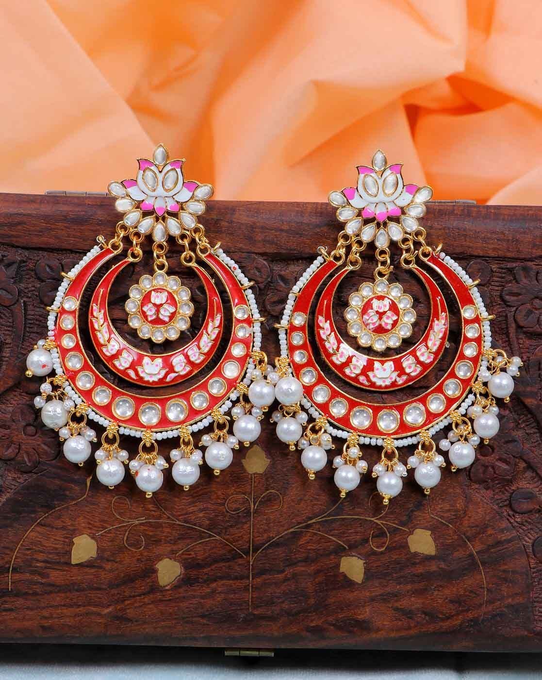 Clustered Pearl Chandbali Earrings - Amoyan