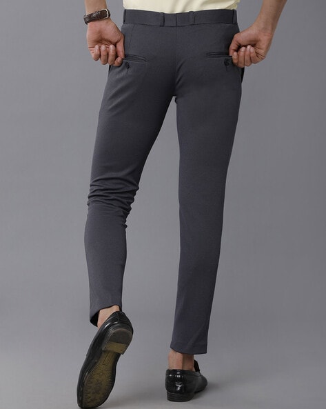 Buy Men Grey Slim Fit Check Flat Front Formal Trousers Online - 858955 |  Louis Philippe