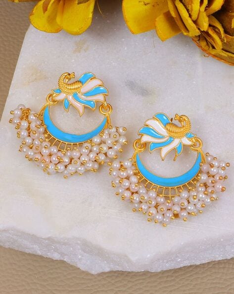 Jahzara - Pearl Clustering Chandbali Earrings – Kaya Online