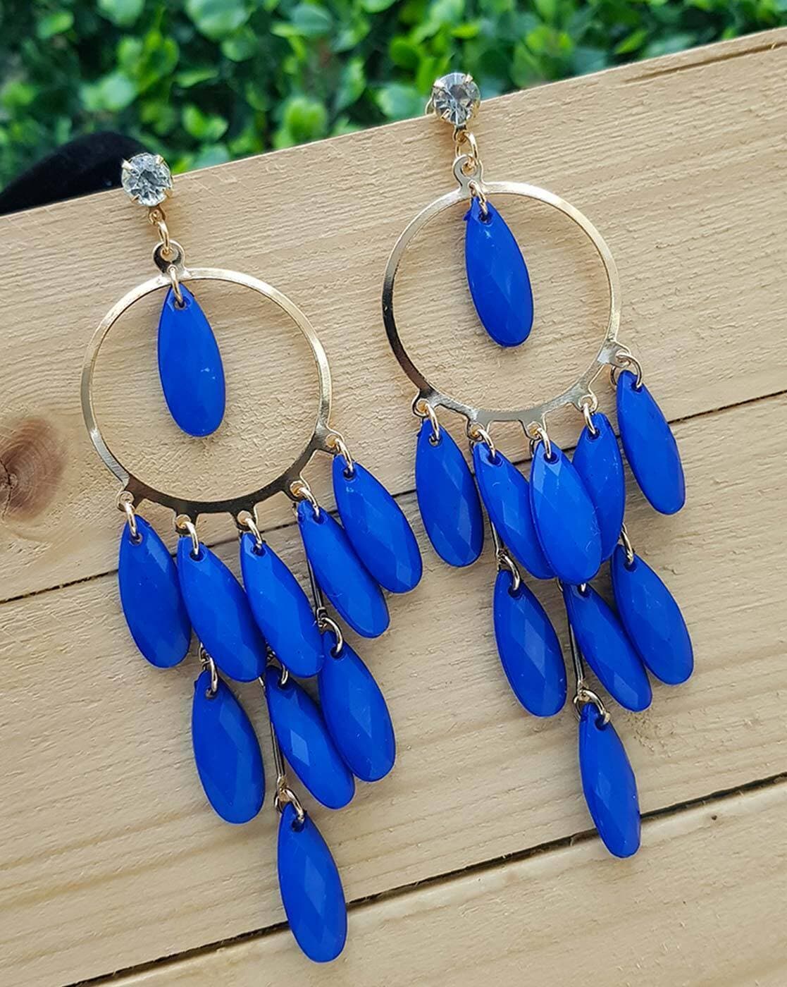 Buy Blue Handcrafted Drop Earrings Online - W for Woman