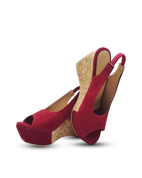 Maroon wedges on sale