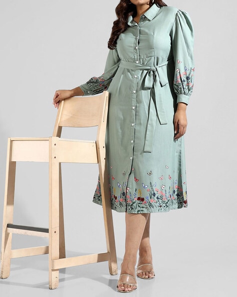Teal Blue Silk Shirt Dress – First Resort by Ramola Bachchan
