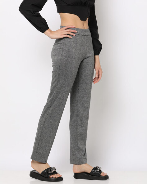 Buy Zastraa Women Grey Solid HighRise Parallel Trousers Online at Best  Prices in India  JioMart