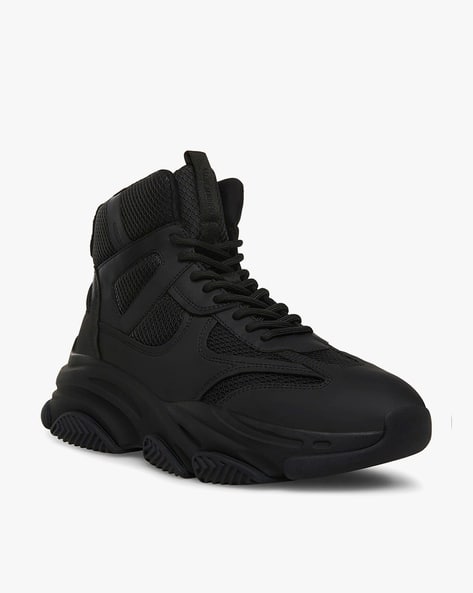 steve madden black sneakers with laces