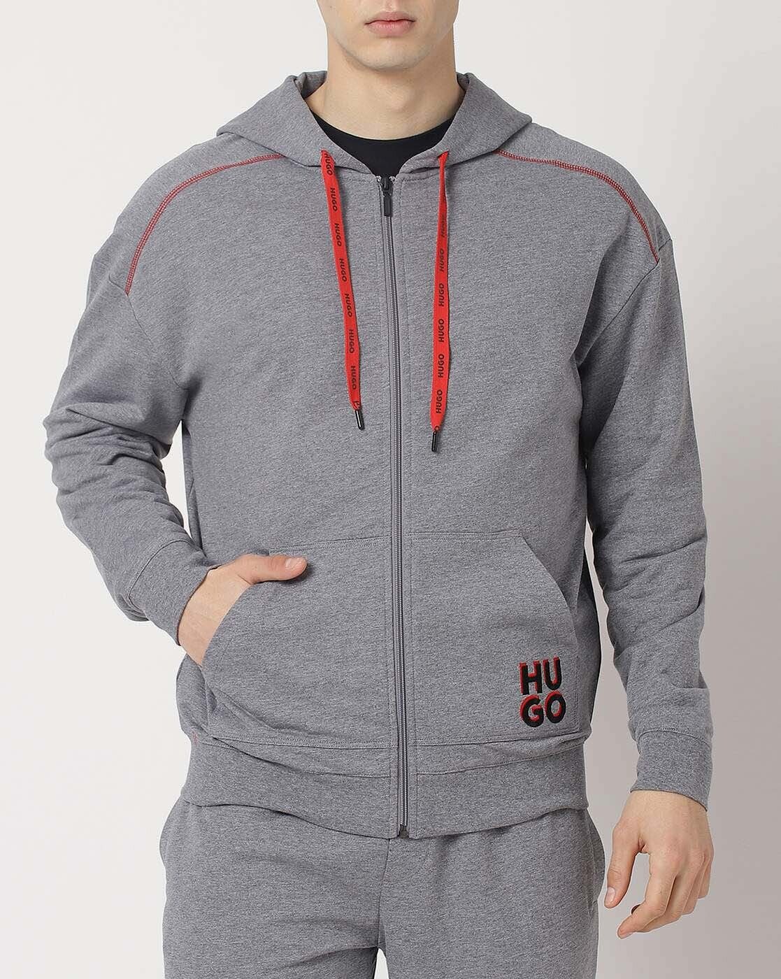 HUGO - Relaxed-fit hoodie in cotton with stacked logo