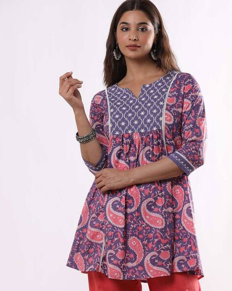 Buy Wahally A-Line Kurti for Women Light Mehndi Color with Round Neck  (519-XXL) at Amazon.in