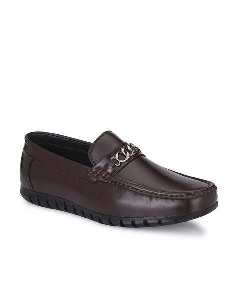 JOHN KARSUN Round-Toe Loafers with Metal Accent