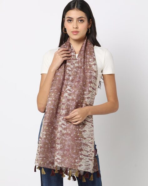 Women Printed Stole with Tassels Price in India