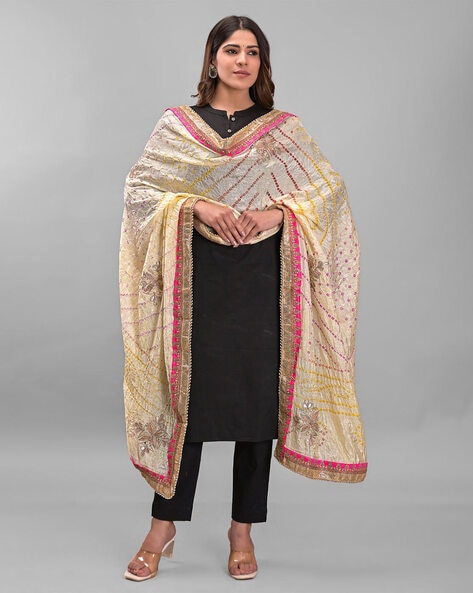 Printed Dupatta with Embroidery Price in India