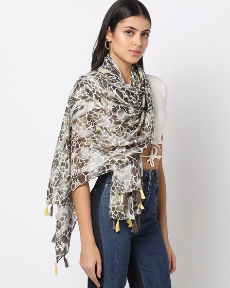 Printed Scarf with Tassels Price in India
