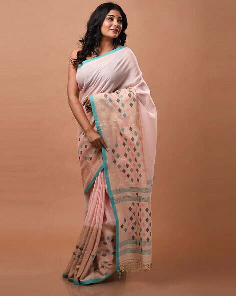 Trendy Saree Woven Tussar Silk in Beige