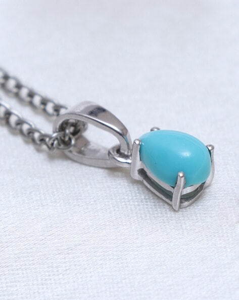 Turquoise stone antique silver locket necklace