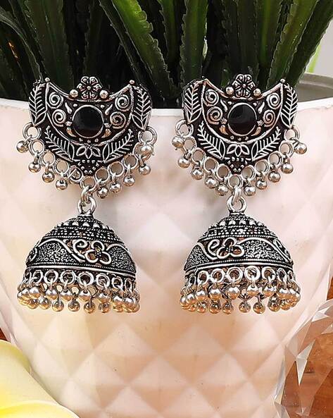 Beautiful 92.5 silver jhumka earrings - NetraDesignSolutions