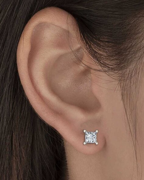 Floating Halo Princess Cut Diamond Stud Earrings | LONITÉ - Official US