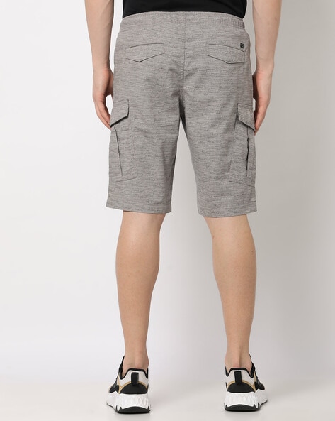 Printed Slim Fit Cotton Cargo Shorts