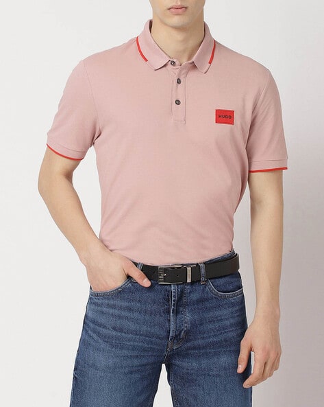 Ajio Hugo Boss Polo Shirt Pink Buy HUGO Hugo Logo Labelled Slim