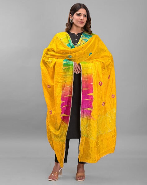 Tie & Dye Art Silk Dupatta Price in India