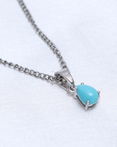 Turquoise stone antique silver locket necklace