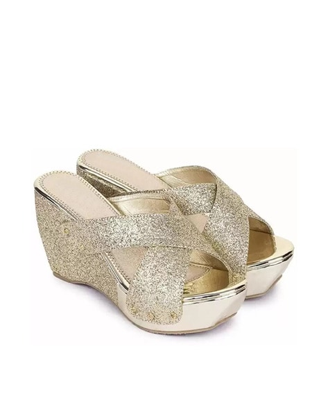 Womens gold online wedges