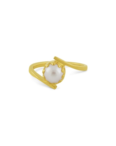 Pearl finger ring designs in gold - Gold Pearl Ring