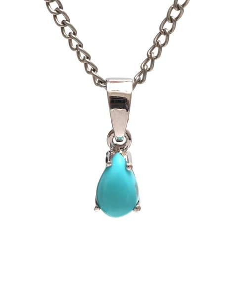 Turquoise stone antique silver locket necklace