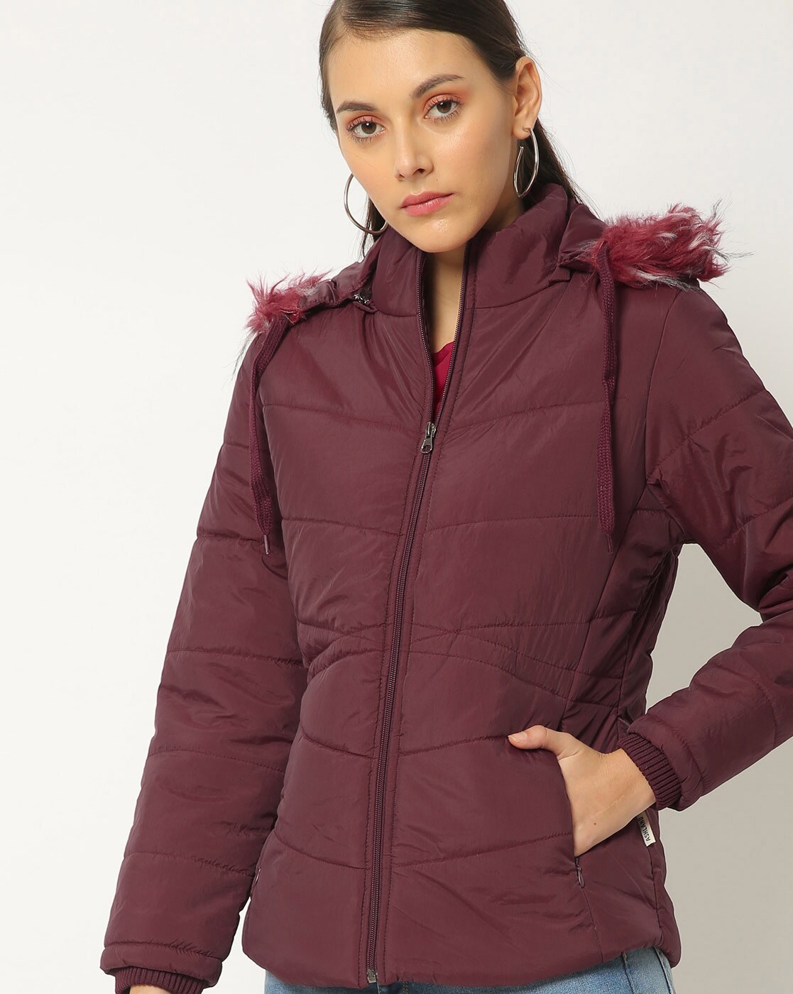 20% OFF on Fort Collins Women Red Solid Quilted Parka Jacket with  Detachable Hood on Myntra | PaisaWapas.com