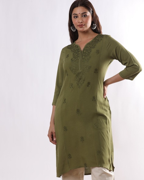 Buy NAVRATRI TWINNING - GREEN COTTON EMBROIDERED COUPLE COMBO at INR 1300  online from Inli Exports kurta kurti couple combo : navratritwinning-green