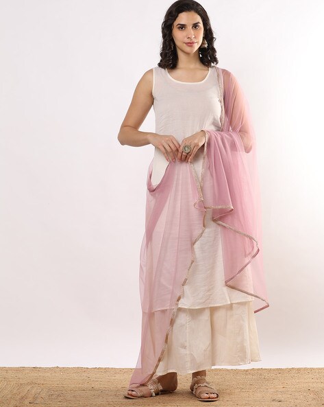 Women Lace Dupatta with Contrast Border Price in India