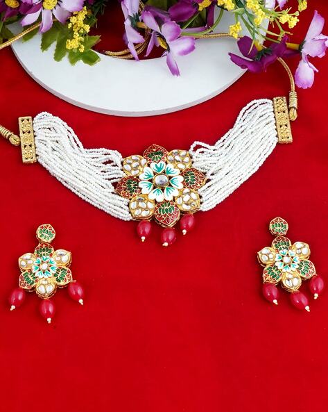 Buy The Opal Factory Metal Gold Plated Rajasthani Bridal Jewellery Set  Latest Minakari Rani Haar Traditional and Stylish Long Necklace with  Earrings for Women Online at Best Prices in India - JioMart.