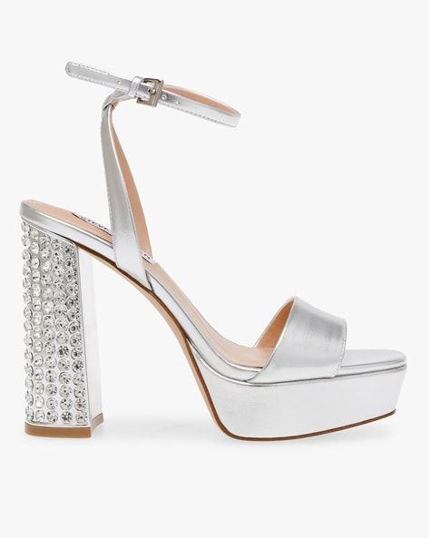 Steve Madden Carsson-r heeled sandals with ankle strap in diamante | ASOS