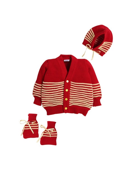 Red cardigan sweater on sale sets