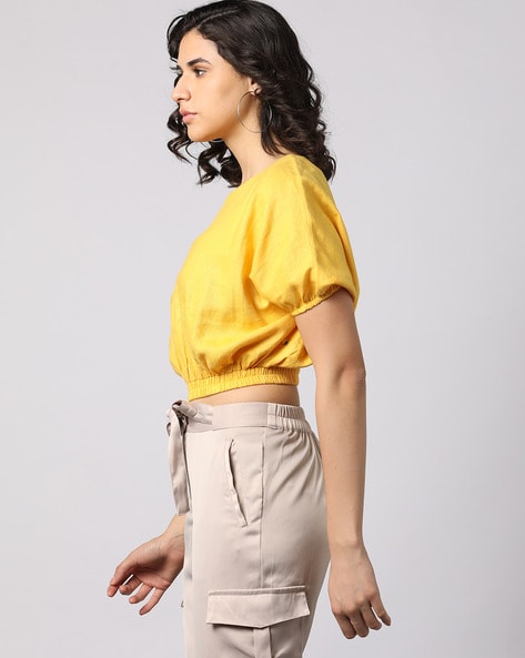 Myntra yellow hot sale top