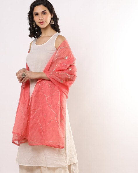 Women Dupatta with Gota Lace Embroidery Price in India