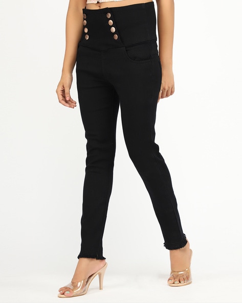 High Rise Ankle Length Jeggings with Elasticated Waistband