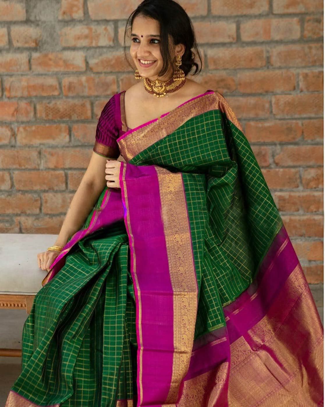 Buy Fancy moga check tissue jari mangalm silk saree #g (G) at Amazon.in