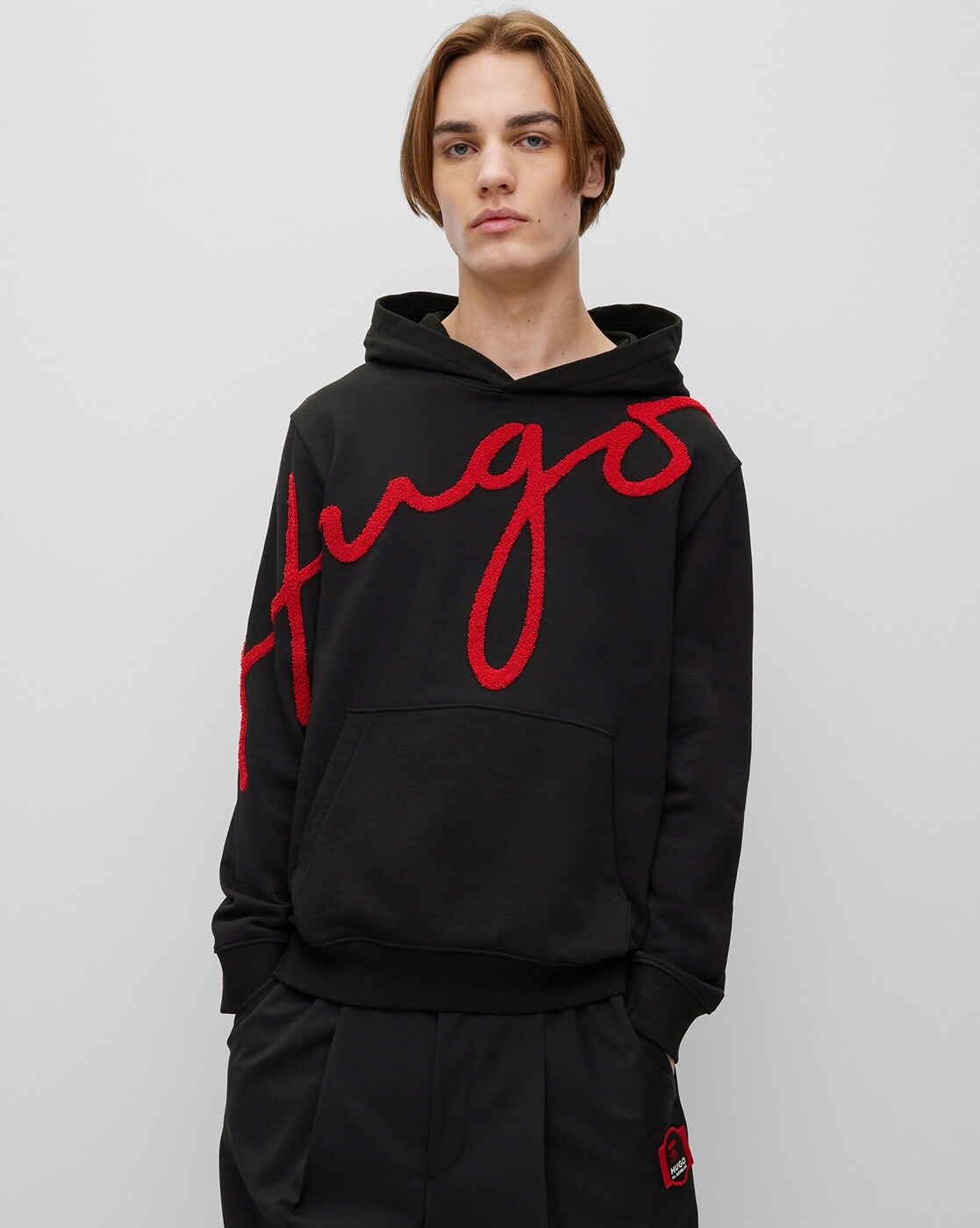 HUGO Hugo Embroidered Oversized Hoodie For Men (White, XXL)