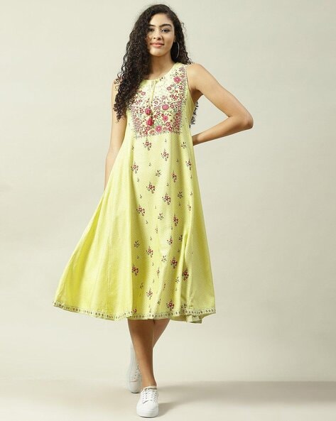 Buy Biba Kids Red & Pink Cotton Floral Print Dress for Girls Clothing Online  @ Tata CLiQ