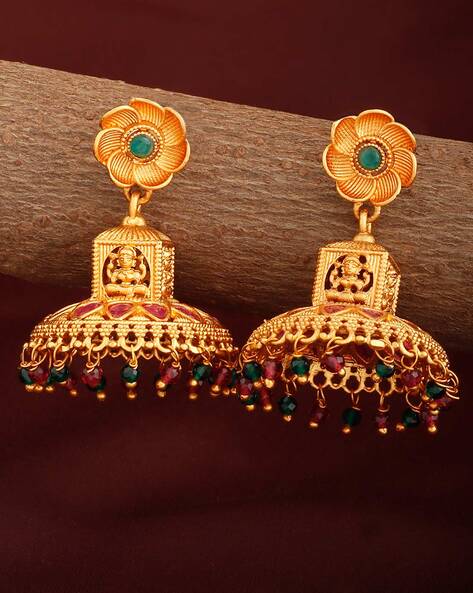 Multi Stone Gold Plated Jhumki Earrings Party Wear Collections ER3706