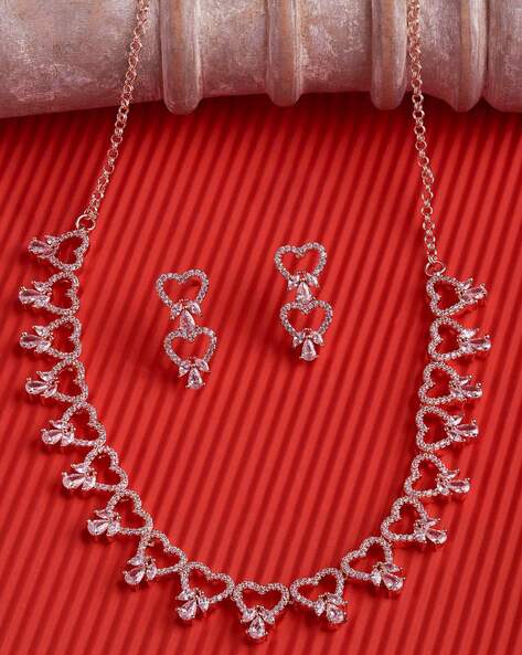Anayna , Premium Cubic Zirconia Necklace Set for Women -SANDY001NSCA –  www.soosi.co.in
