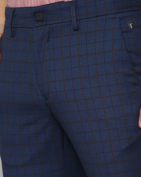 Hollister high rise flare trouser in blue plaid | ASOS