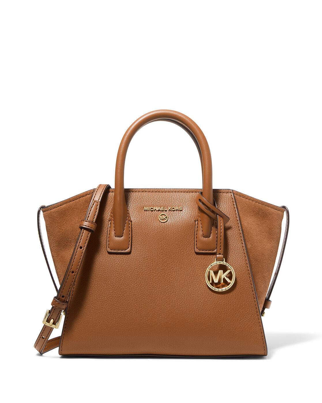 Buy Michael Kors Avril Small Leather Top-Zip Satchel | Brown Color