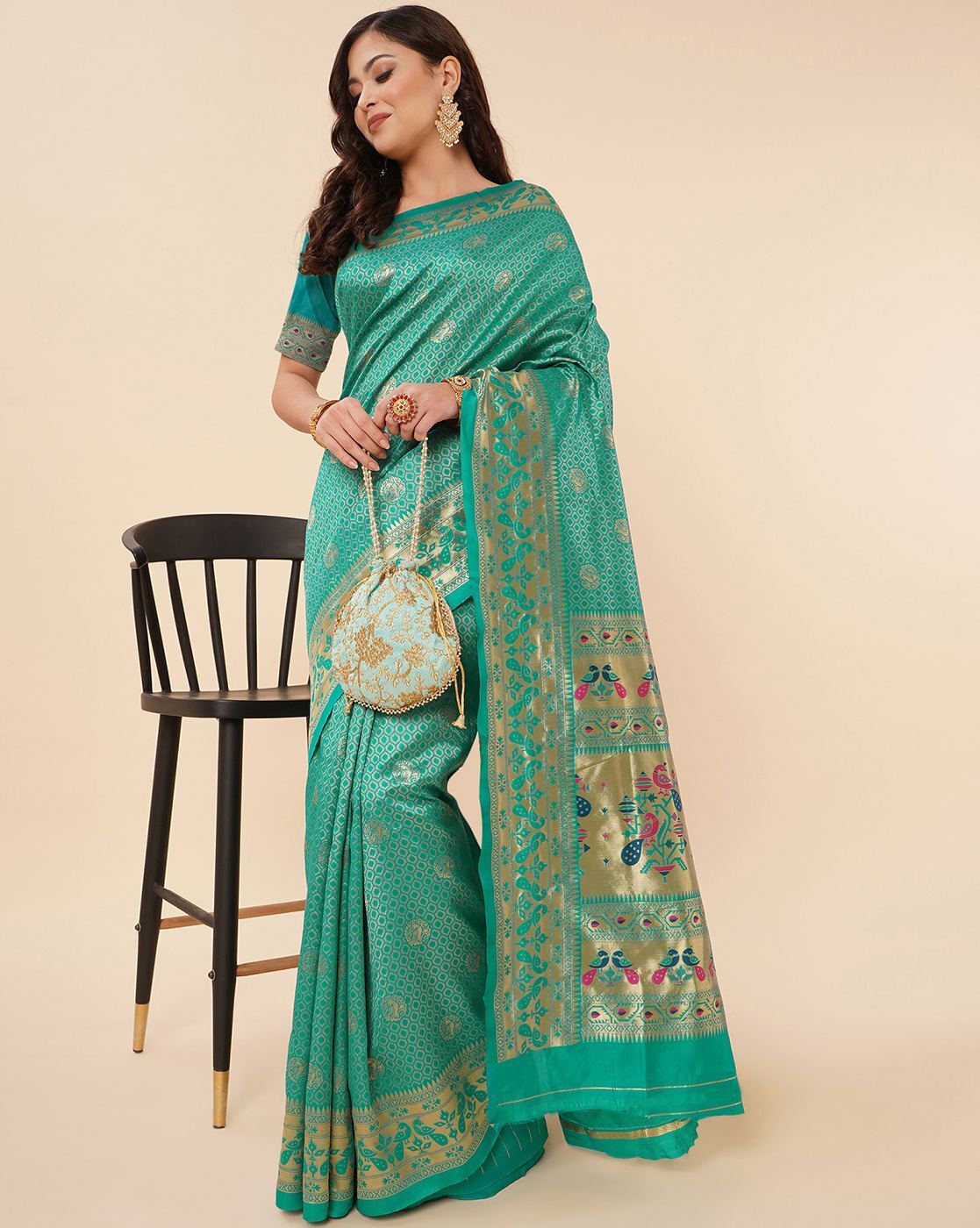 Buy Green Sarees for Women by FASHION BOOMS Online