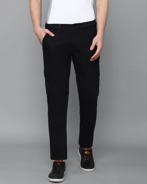 Buy LOUIS PHILIPPE SPORTS Black Printed Cotton Slim Fit Men's Trousers |  Shoppers Stop