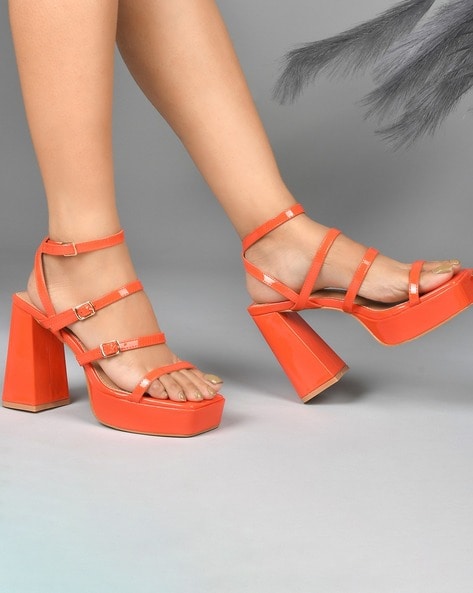 Women's Ankle Strap Open Toe Chunky High Heel Cross Strap Sandals Dress Shoes  RED 8.5 - Walmart.com